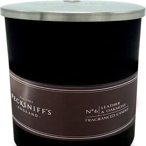 Pecksniff's Leather & Oakmoss Candle 6 Oz. In Glass With Lid From England